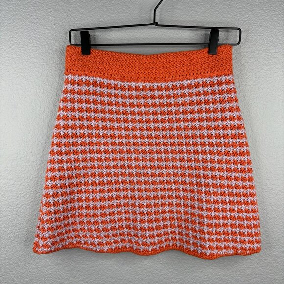 Zara Dresses & Skirts - Zara Orange & Purple Crochet Mini Skirt